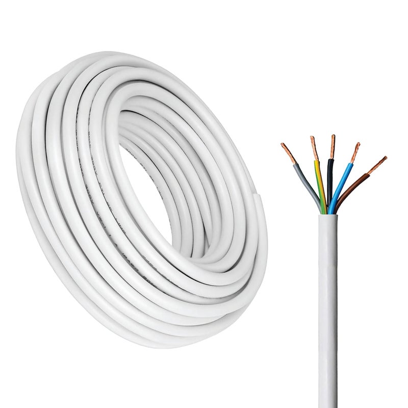 Duravel 5-Core Electrical Cable Wire, White PVC Insulated, Flexible Cable for Automotive Wiring (5 CORE 2.5 METER, 2.5MM) - Image 1